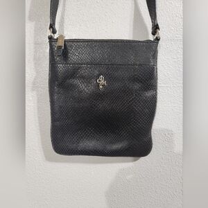 Cole Haan Black Snake Embossed Textured Crossbody Bag Black Purse